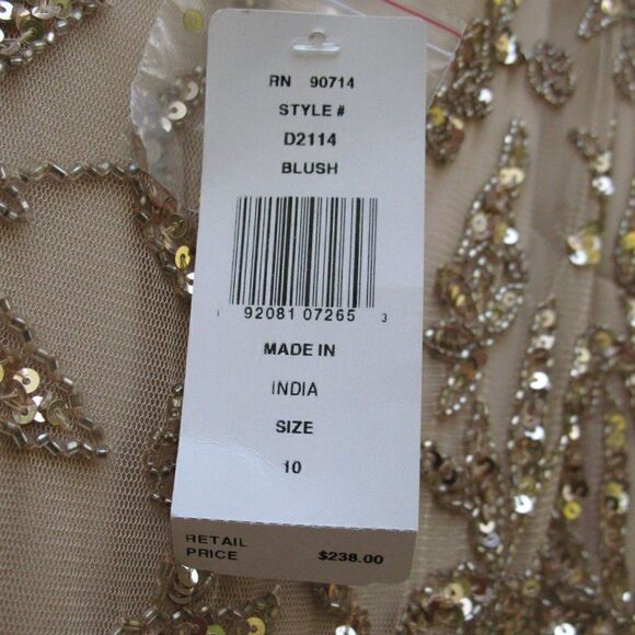 Pisarro Nights Nights Blush Beige Beaded Sequin Gown Dress 10 - Picture 12 of 13